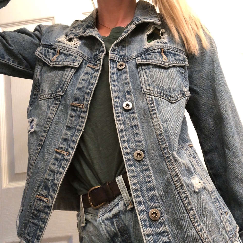 Denim jacket with a handmade patch!